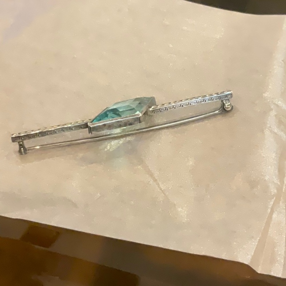 Gorgeous Bar Pin. Sterling Silver And Very Fun Stones. Beautiful. View 2